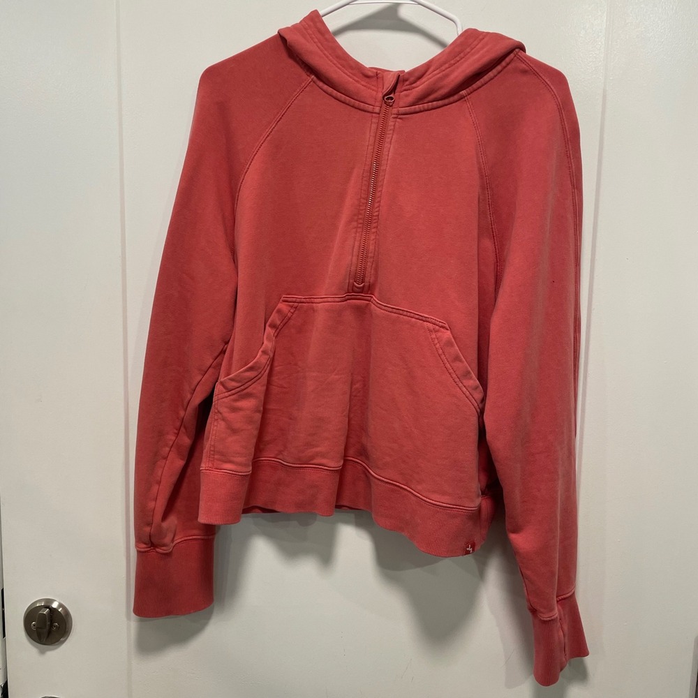 JoyLab Womensβ Coral Pink Quarter Zip Hoodie Fleece Pullover Sweatshirt Size M